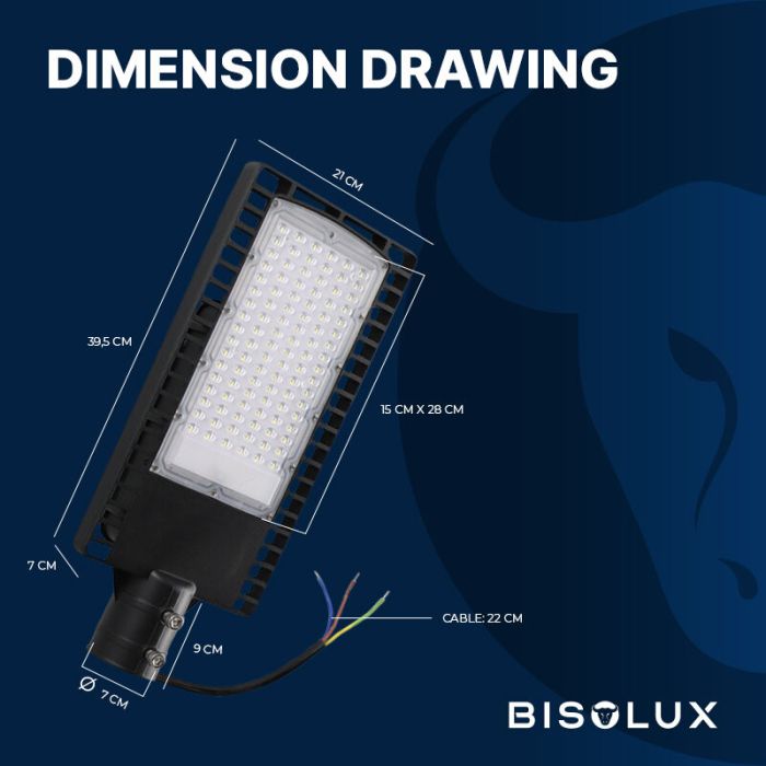 Bisolux LED gatubelysning Garry, 90W, 6000K, 5 års garanti