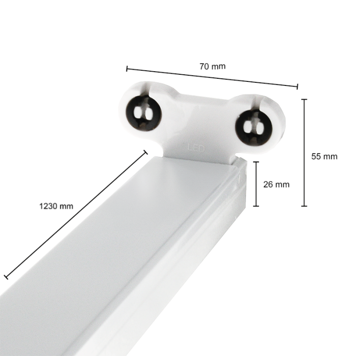 120 cm LED TL-armatur Robo - för 2 TL - IP22